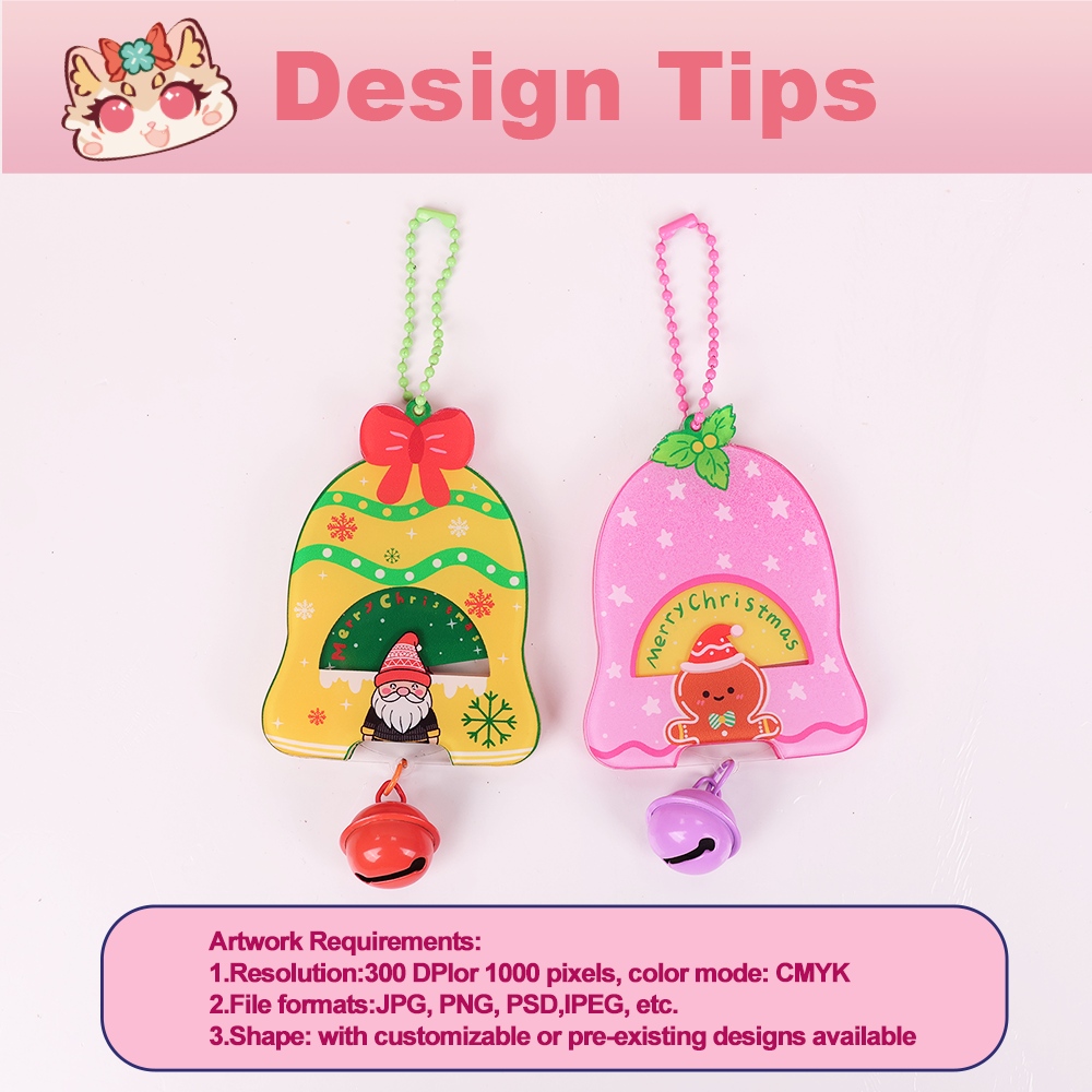 Custom Acrylic bell rotating keychain