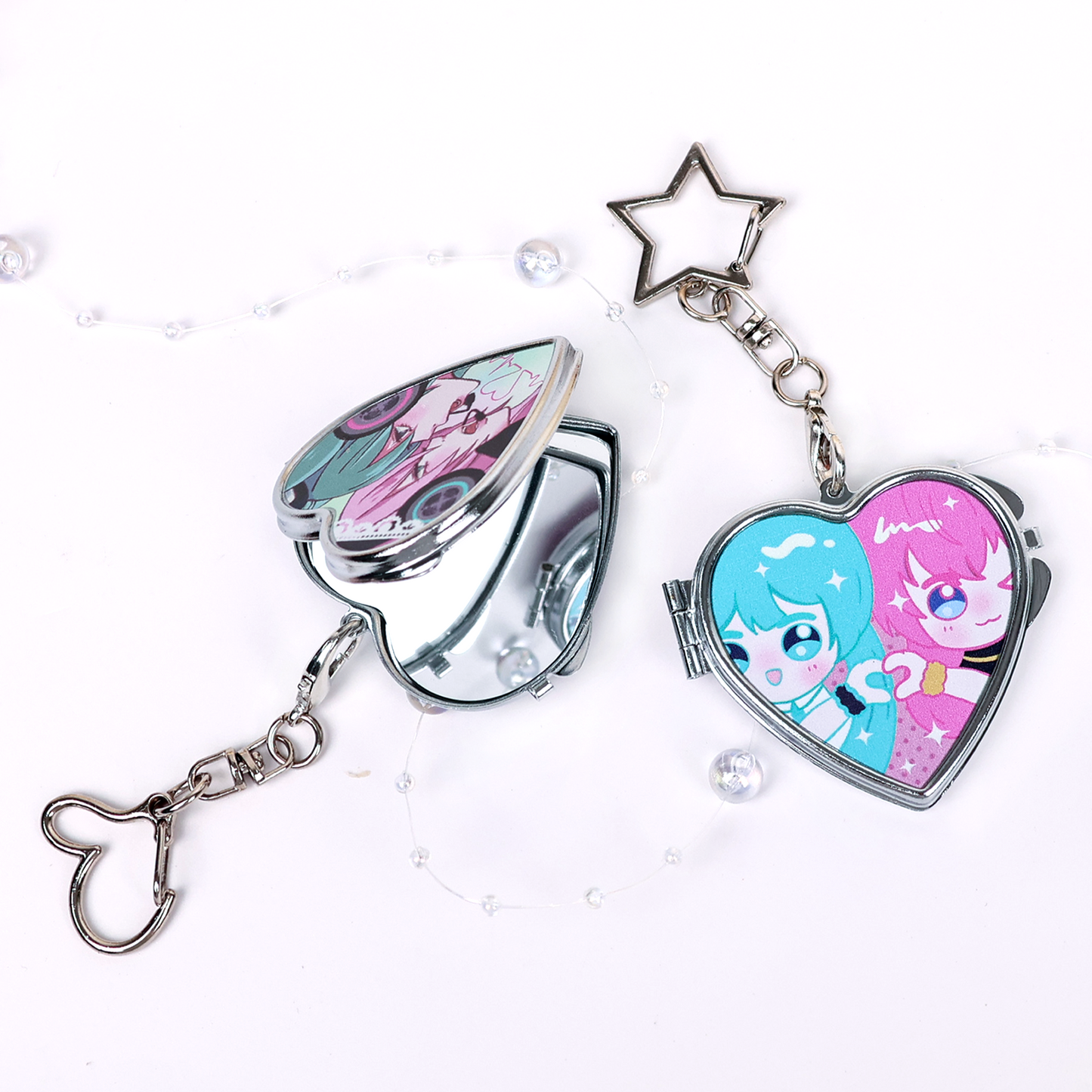 Custom Metal Heart Double-sided Mirror Keychain