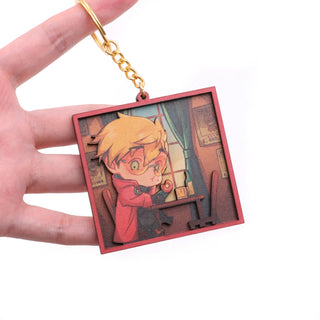Custom Wooden relief embossed keychain
