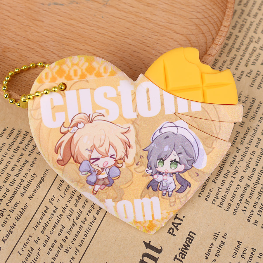 Custom Heart-shaped chocolate keychain