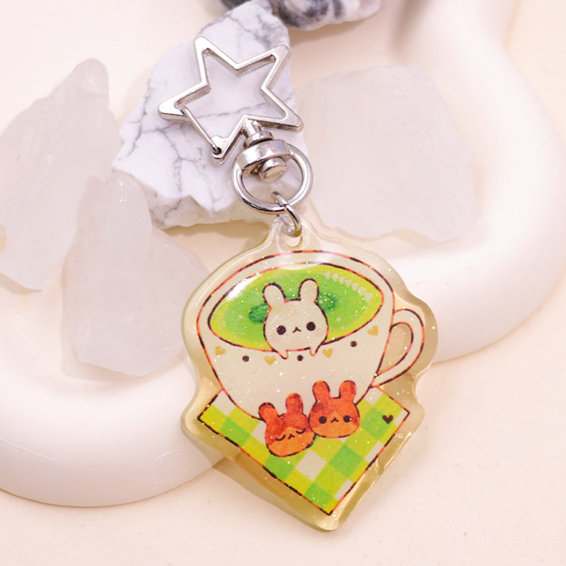 Custom Printed Tea Cup acrylic Keychain