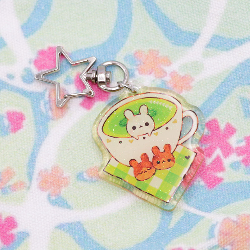 Custom Printed Tea Cup acrylic Keychain