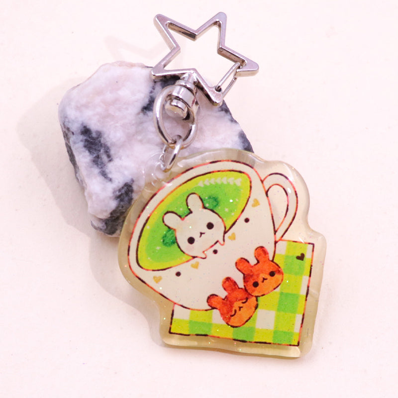 Custom Printed Tea Cup acrylic Keychain