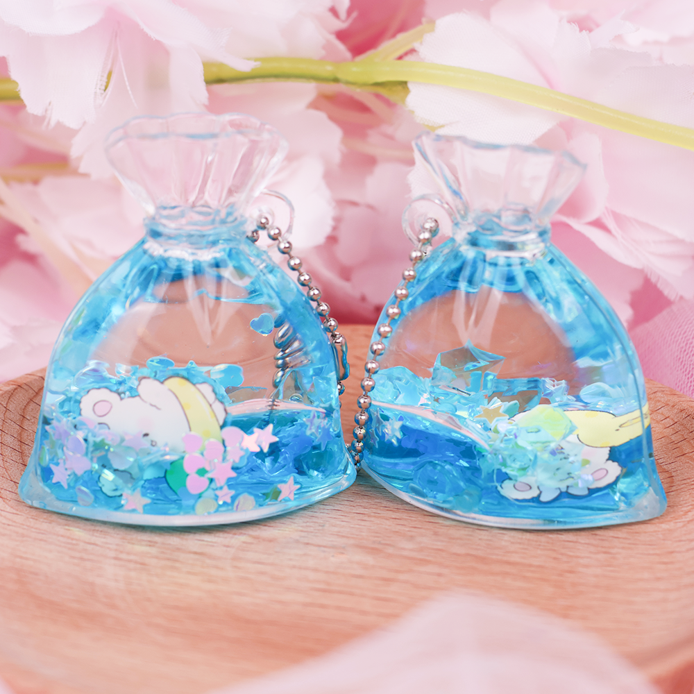 Custom Acrylic liquid goldfish bag keychains
