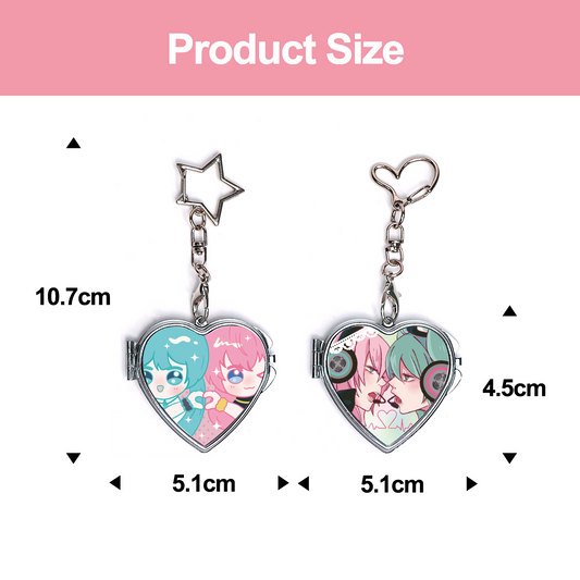 Custom Metal Heart Double-sided Mirror Keychain