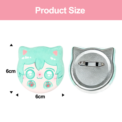 Custom  Cat Head Plush Badge