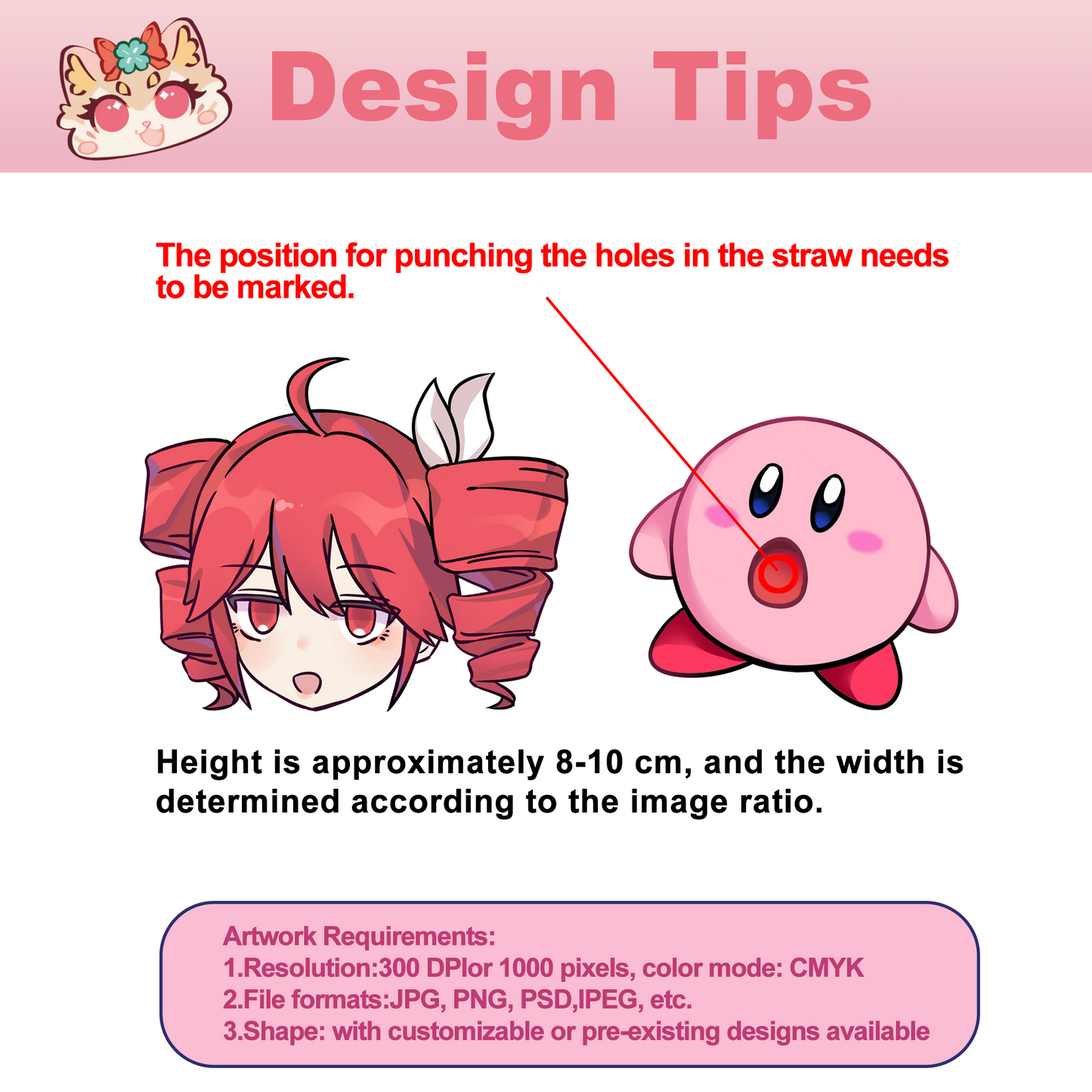 Custom character big head straw sleeve