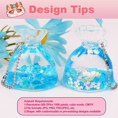 Custom Acrylic liquid goldfish bag keychains
