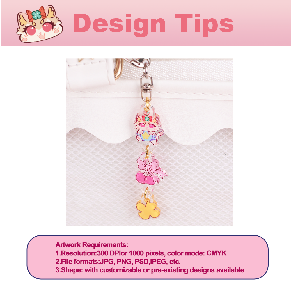 Custom  Acrylic glue-on keychain