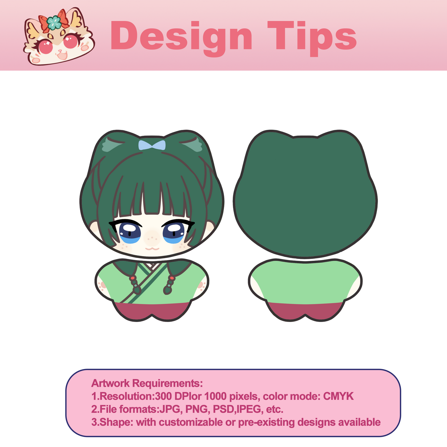 Custom Cat Ear Starfish Shape Plush Keychain
