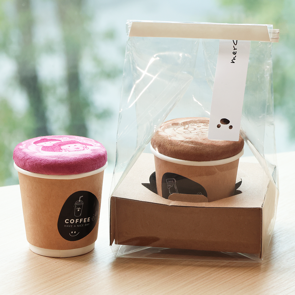 Custom Plush badge coffee cup