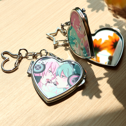 Custom Metal Heart Double-sided Mirror Keychain