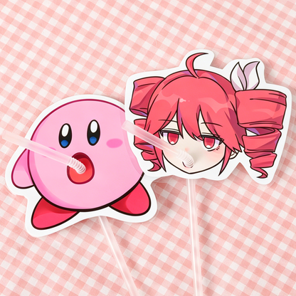Custom character big head straw sleeve