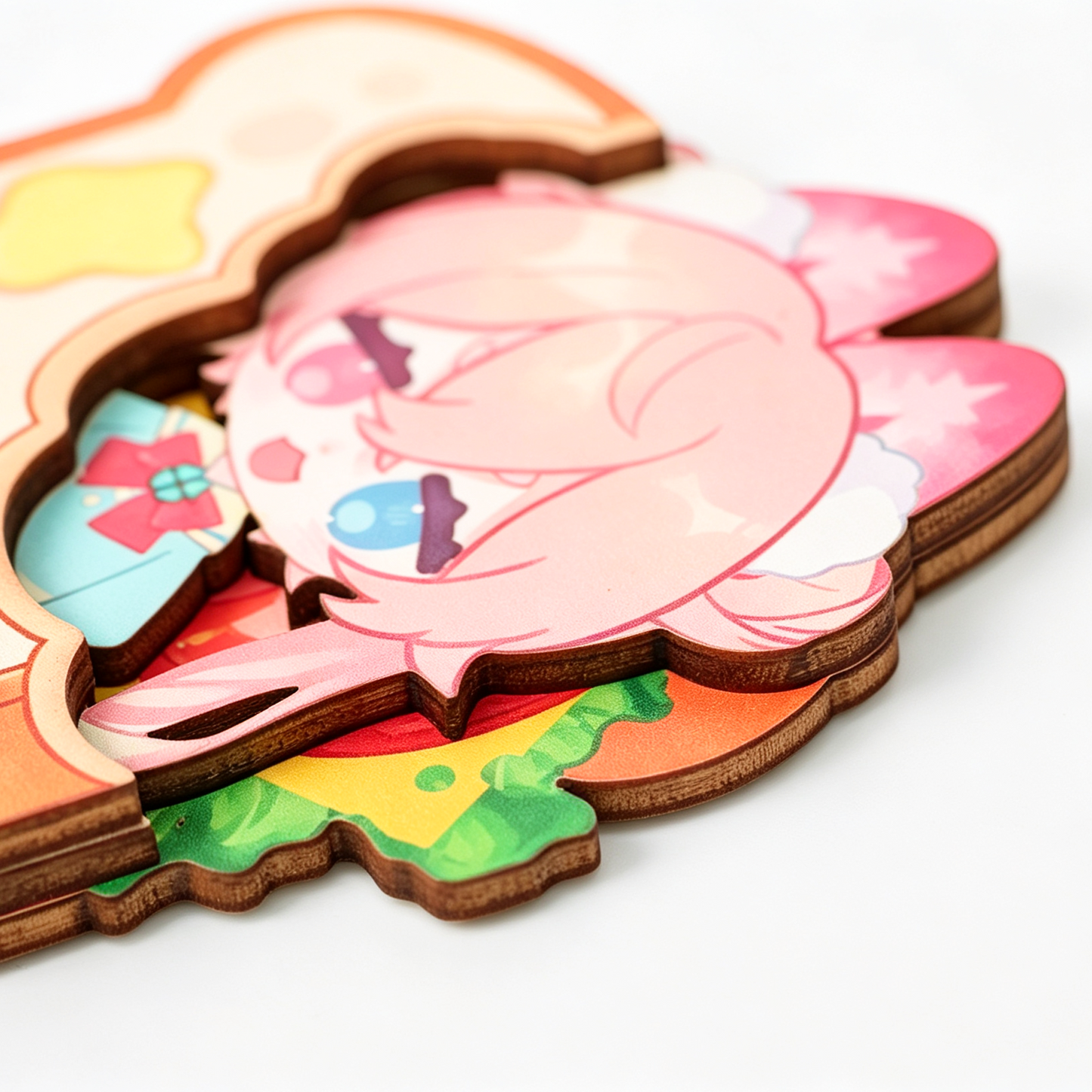 Custom Multi-layer wooden fridge magnet