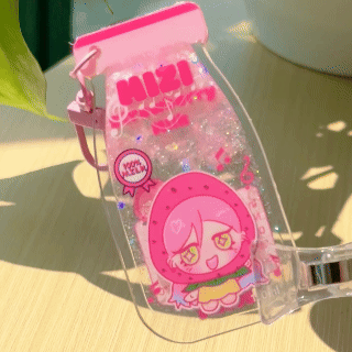 Custom Acrylic Oil-Filled Milk Bottle keychain