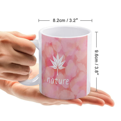 White Mug Tie-dyed Pink Maple Leaf