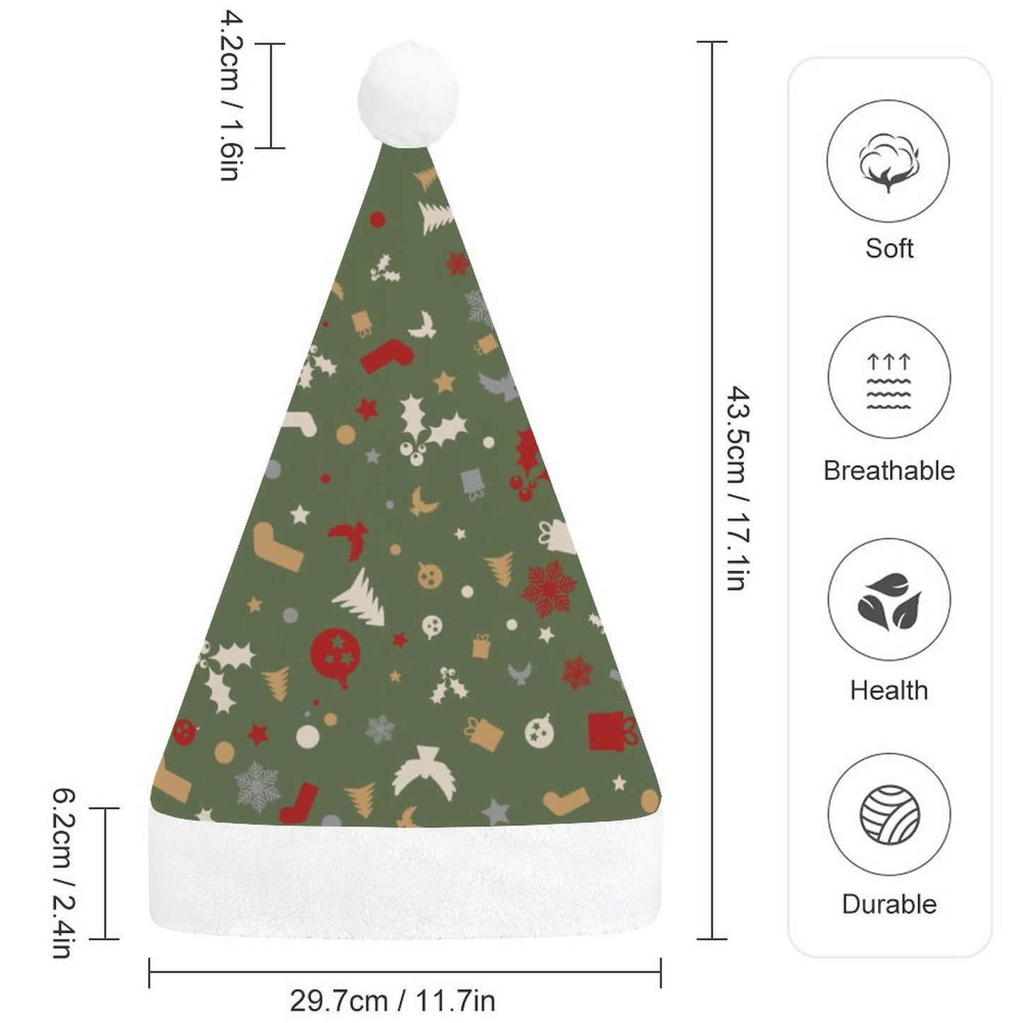 Christmas Hat for Adults Christmas-tile-repeat-red-white-yellow-gray-snowflake-Christmas Tree-green