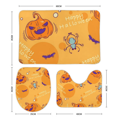 Coral Velvet Floor Mat Three Sets Happy Halloween. Halloween Pumpkin，yellow